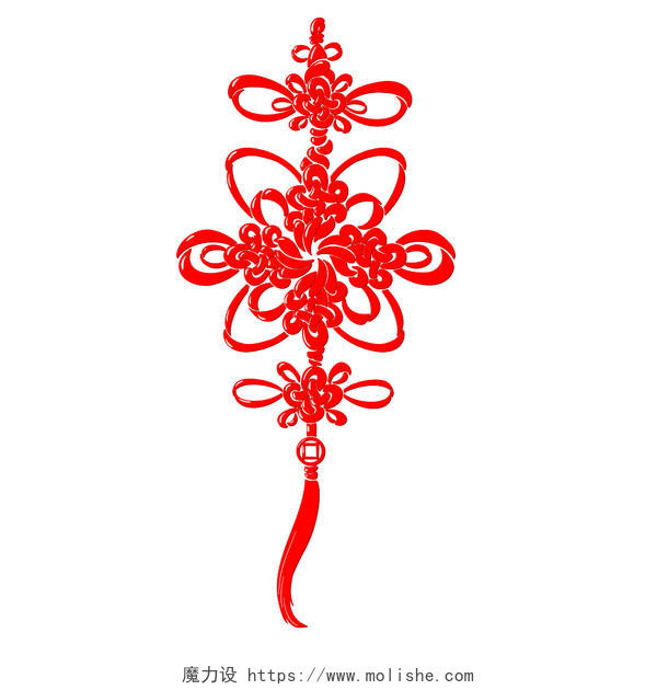 新年中国结元素新年剪纸福字中国结素材红色的中国结矢量素材新年春节
